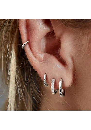 Kangvka 14k Altın Kaplama Zirkonyalı Kadın Küpe Seti - Çeşitli Stiller Daire Ve Tıkırtı Desenleri 4 Çift Paket Gold