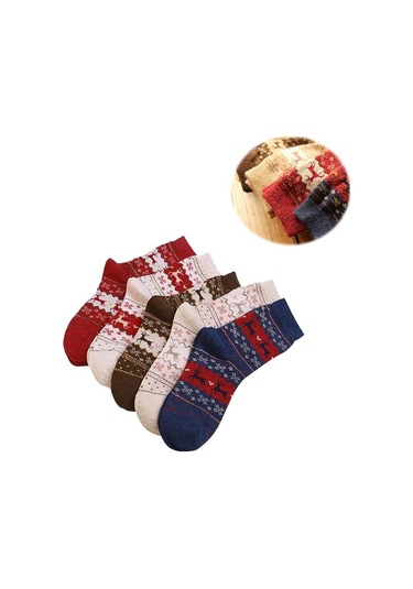 Çift Kadın Yün Çorap, Sıcak Kış Çorapları, Geyik Boynuzu Tasarımıyla Kalın, Noel İçin İdeal