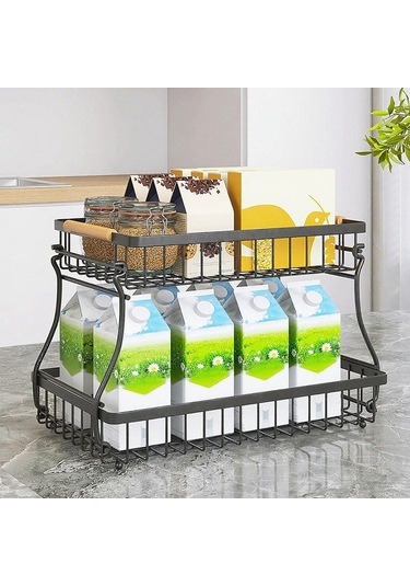 Suntek 2 Katlı Meyve Sepeti Yerden Tasarruf Sağlayan Büyük Siyah