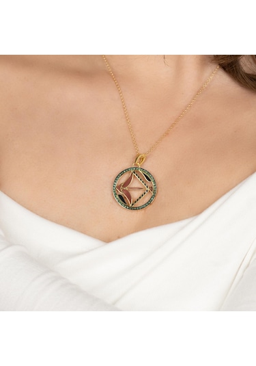 Kayra Mücevher Mineli Yay Burcu Altın Kaplama Kolye