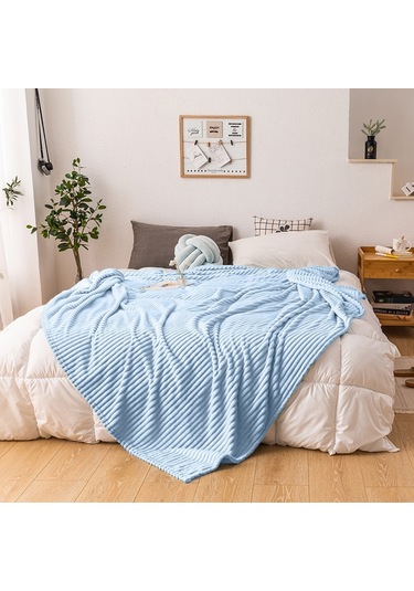 Mulberry Tek Kişilik Fitilli Yumuşak Dokulu Battaniye 170 x 230 Mavi