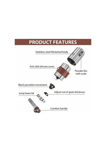 Jialan Ayarlanabilir Ayarları İle Manuel Kahve Çekirdeği Gümüş Wi Gümüş