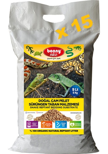 Bonny Nice Doğal Çam Pellet Sürüngen Taban Malzemesi 9 l x 15 Pk