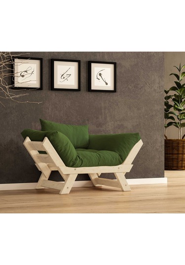 Woodesk Adalar Masif Natural-yeşil Renk Berjer Cpt8150-140 Yeşil