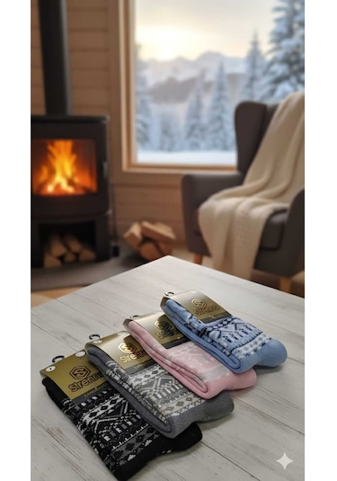Yün Lambswool Çorap 4' Lü Paket ASORTİ