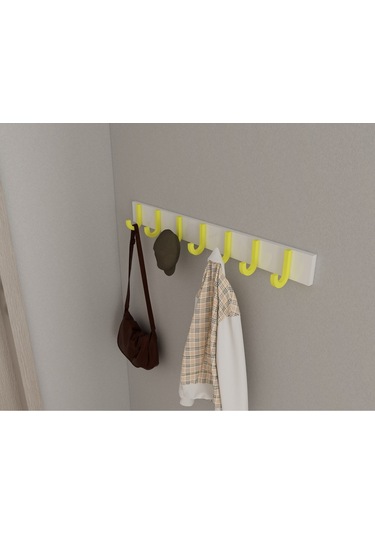 Hepsi3boyutlu Modern Duvar & Kapı Baston Askılık - 7 Adet Sarı J Askılık - Model No : 6 Sarı