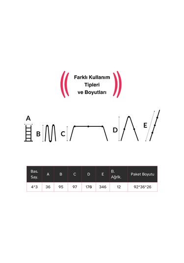 Endokon Platformlu 3,46 Metre - 12 Basamaklı Katlanır Akrobat Merdiven - Büyük Menteşe - Kalın Profil