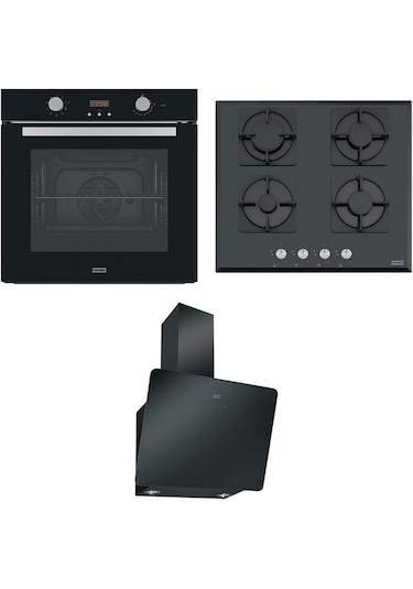 Franke FSL 86 H BK - FHNS 604 4G BK C - FPJ 615 V BK A Siyah Ankastre Set