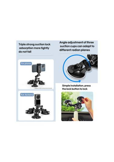 Neevoyu Üç Ayaklı Süngerli Araç Stantı: Telefon Tutucu, Spor Kamera Adaptörü İle İphone, Gopro, Insta360 Ve Kameralar İçin Dayanıklı Alüminyum Ve Plastik Yapı