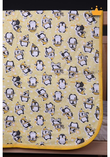 Babyhola 100x100cm %100 Pamuk Çift Kat Çok Amaçlı Örtü Battaniye Penguen Desen 13100 001