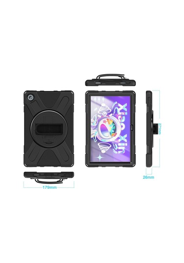 Lenovo Uyumlu Tab M10 Plus Tb-125f/tb128f 3.nesil 10.6 İnç Kılıf Ultra Koruma Zırh Askılı Silikon Tablet Kılıfı