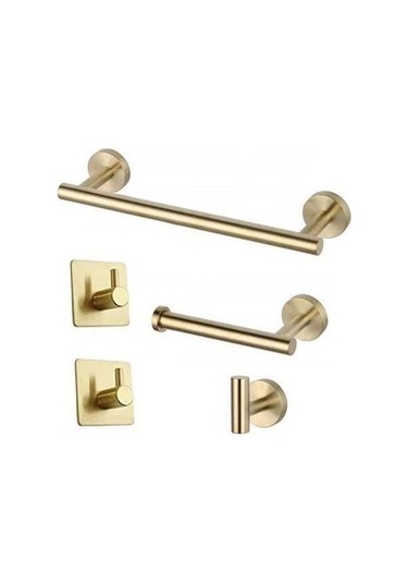 Novahub Şampanya Altın Renk Paslanmaz Çelik Banyo Askılığı Seti 5'li Altın