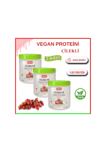 Sweetwell Çilek Aromalı Vegan Bezelye Proteini Tozu 3 x 400 G