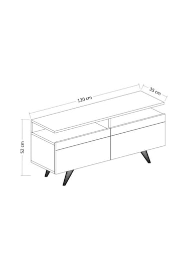 Bmdekor Tv Sehpası Berka 2 Kapak Beyaz Safir Meşe