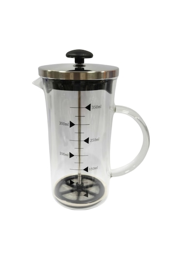 Metal Kapaklı French Press 350 Ml Bitki Çay Demleme Kupası Çift Kapaklı Metal Ve Plastik Kapak Gümüş Gri