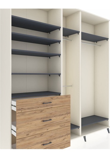 Hyperion Dolap 9 Raflı 3 Çekmeceli 3 Askılı 220x44x243 Aytaşı-antrasit/çam Antrasıt/atlas Çam