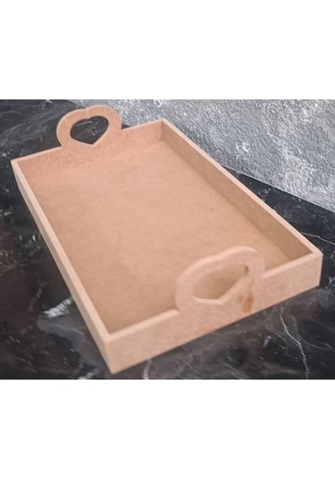 Hobi Adn 90367 Model Tepsi Kalplı Ahşap Mdf Ham El Yapım