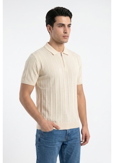 Baglan Erkek Spor Polo Yaka Triko Tişört Bgl-st05373 Ekru