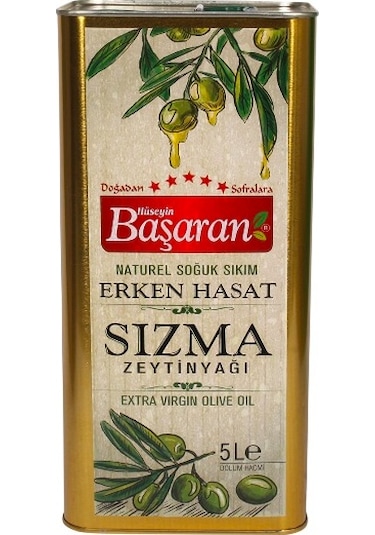 Başaran Soğuk Sıkım Erken Hasat Natürel Sızma Zeytinyağı Teneke 5 L