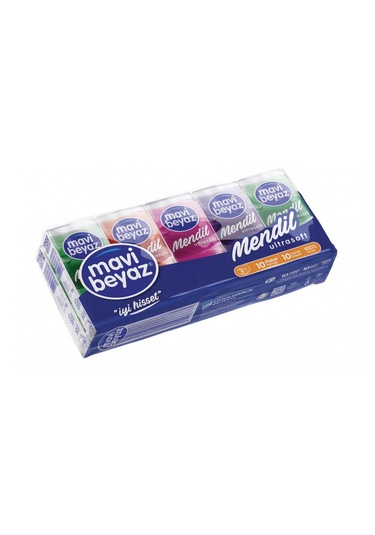 Mavi Beyaz Ultrasoft 10 Lu Paket - 3 Katlı Yumuşak Cep Mendili