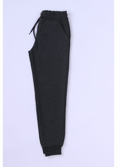 Çocuk Unisex Okul Eşofman Altı Ribanalı C8 Koyu Gri