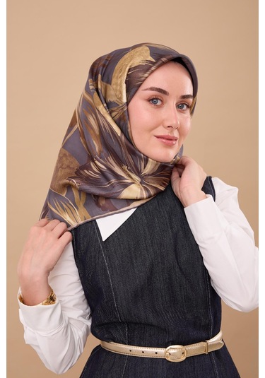 Silk Home Twill İpek Eşarp 11480-59 Çelik Mavi, Yeşil, Acı Kahve, Yeşil Kahve