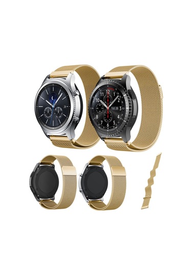 Samsung Uyumlu Gear S3 Kordon Frontier & Classic Metal Örme Kayış