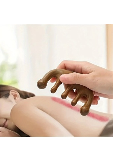 Elmpaly Beş Parmaklı Ahşap Saç Fırçası Saç Açıcı Ve Saç Derisi Masajı Yaş Kuru Saç İçin