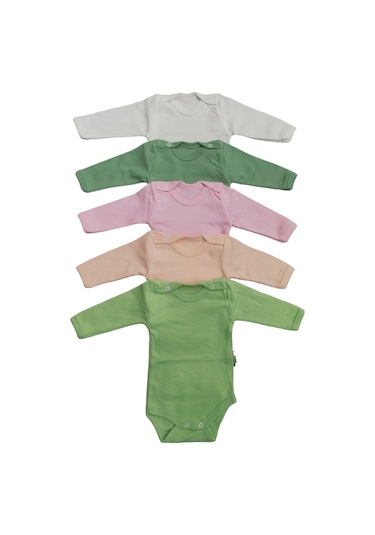 Özdemirli Bebe Uzun Kollu Çıtçıtlı Badi Bisiklet Yaka Body Zıbın (5li Paket)