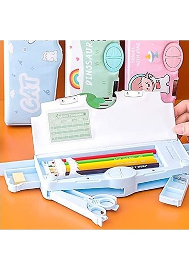 Şık Ve Dayanıklı Okul Çantası Kalem Kutusu - Öğrenciler İçin Pratik Mavi Kırtasiye Aksesuarı MAvi