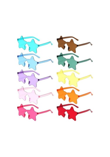 Yıldız Şekilli Çerçevesiz Parti Gözlüğü 6 Renk 6 Adet Tdrtr