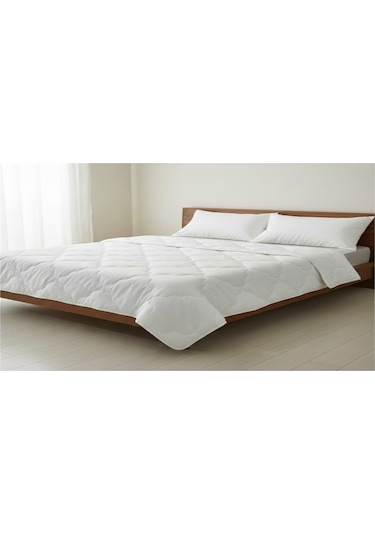 Kapitone Dolgulu Çift Kişilik Yorgan 195x215 Cm Beyaz