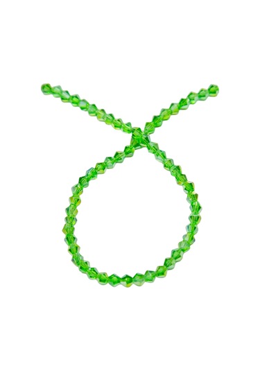 4 Mm Çimen Yeşili Piramit Kristal Cam Boncuk 1 Dizi - 85 Adet