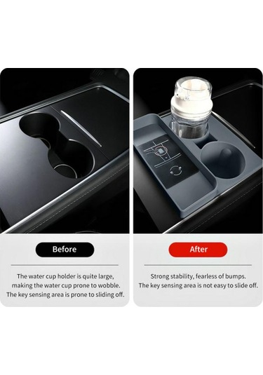 Tesla Model 3/y İçin Bardak Tutucu Eki Yedek Parçası, Silikon Araba Bardak Tutucu Yedek Aksesuarları Kaymaz Orta Konsol Düzenleyici, Siyah