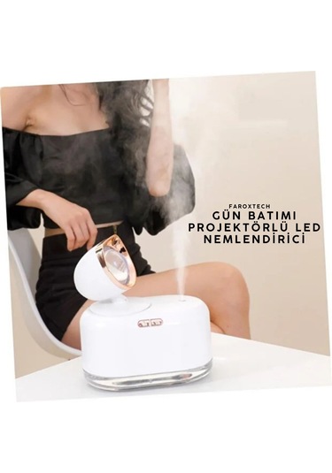 Gün Batımı Projektörlü Led Nemlendirici 300 Ml, Usb Şarjlı Sessiz Hava Nemlendirici Lamba