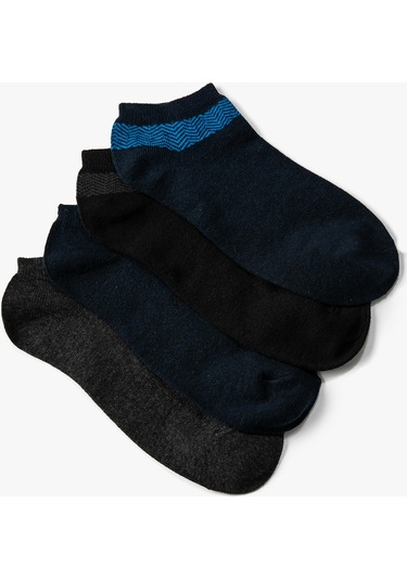 Koton 4'lü Patik Çorap Seti Geometrik Desenli Lacivert 4wam80049aa 4WAM80049AA616 Lacivert - Mavi