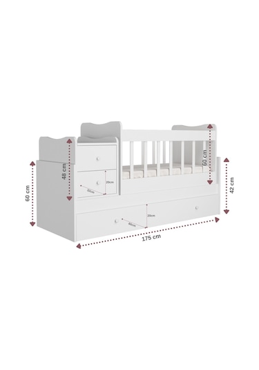 Baby Darling Sansa Büyüyen Beşik Beyaz Mdf Beyaz