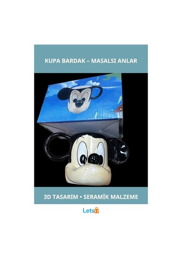Mickey Mouse 3d Kulplu Seramik Kupa Bardak 300ml Çok Renkli