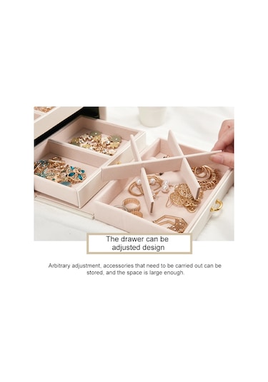 Sones Basit Taşınabilir Mücevher Kutusu Küpe Yüzük Saklama Konsolidasyon Kutusu Çekmeceli, Boyut: 17,5 X 14 X 13 Cm Beyaz