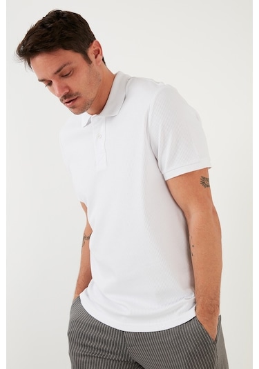 Buratti Pamuklu Regular Fit Düğmeli Erkek Polo Yaka T Shirt 5902281 Beyaz