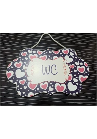 Hiraevgereçleri Kalpli Wc Oda Isimlik Ahşap Kapı Isimliği Çok Renkli