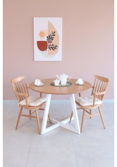 BAMBU Renk Yuvarlak Yemek Masası, Modern BAMBU MDF  Yemek Masası,