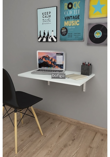 Bofigo Katlanır Duvara Monte Mutfak Çalışma Masası 72 x 45 CM Beyaz