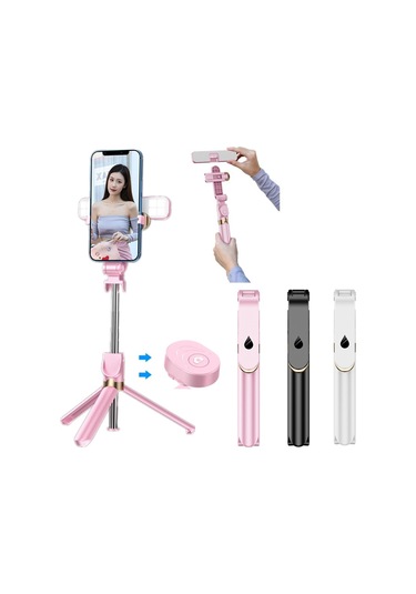 Cbtx Xt06s Canlı Güzellik Bluetooth Tripod Selfie Stick Pembe