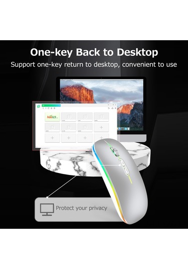 Yuntech01 M103 İkili Modlu Kablosuz Fare - 2.4g+bt5.1, Sessiz Ofis Kullanıma Uygun, 3 Seviye Ayarlanabilir Dpı, 500mah Şarj Edilebilir Pil, Gümüş