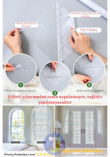 Technojet Statik Buzlu Desenli Cam Kaplama Filmi Duşa Kabin Ofis Balkon Dekorasyon Folyo 60cmx100cm Tk2016