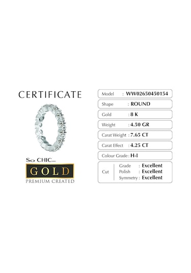 Beyaz Altın Sertifikalı Premium Created Taşlı 4.25 Ct Effect Tamtur Yüzük