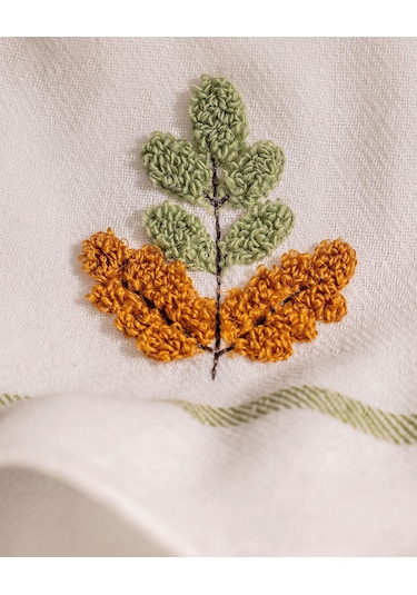 Fleur Nakışlı 2' Li Pamuklu Kurulama Bezi - Beyaz/yeşil 8684427202128 Çok Renkli