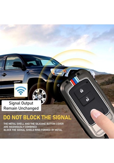 Geeksen Toyota Tacoma 2016-2023 İçin Üç Tuşlu Anahtar Koruması - Metal Ve Silikon Kapak Gri