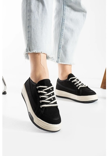 İncila Garantili Ortopedik Yüksek Taban Bağcıklı Bez Spor Sneaker Ayakkabı Incıla-7189 Siyah - Beyaz İncila Garantili Ortopedik Yüksek Taban Bağcıklı Bez Spor Sneaker Ayakkabı Incıla-7189 Siyah - Beyaz